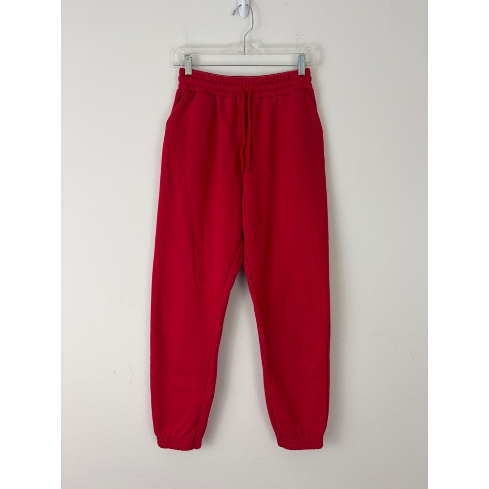 LA Grown Womens Red Fleece Lined Drawstring Jogger Sweatpants Gorpcore Large